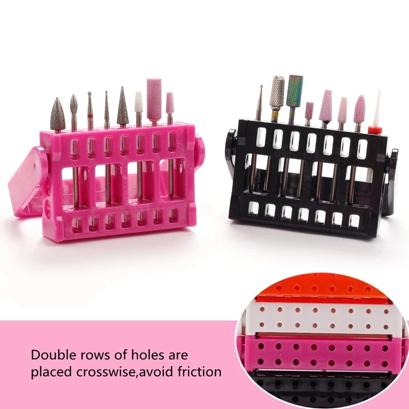 1pc 16 Holes ABS Acrylic Adjustable Nail Drill Bit Display Stand Grinding Head Holder Storage Box Manicure Drill Accessory