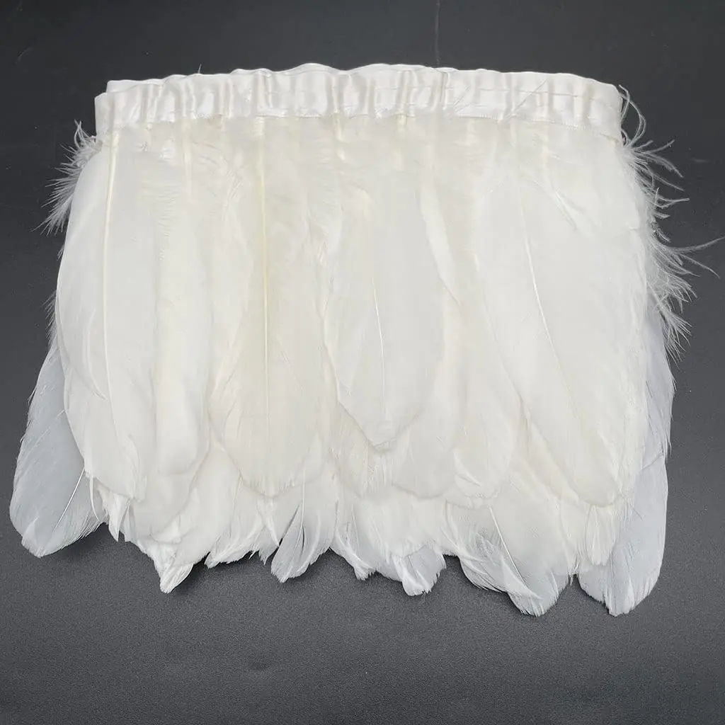 

2Yards Duck Goose Feather Trim Fringe Sewing Craft Width 15-20cm(5.91-7.87inch) for DIY Handicrafts Costumes Decoration plumas