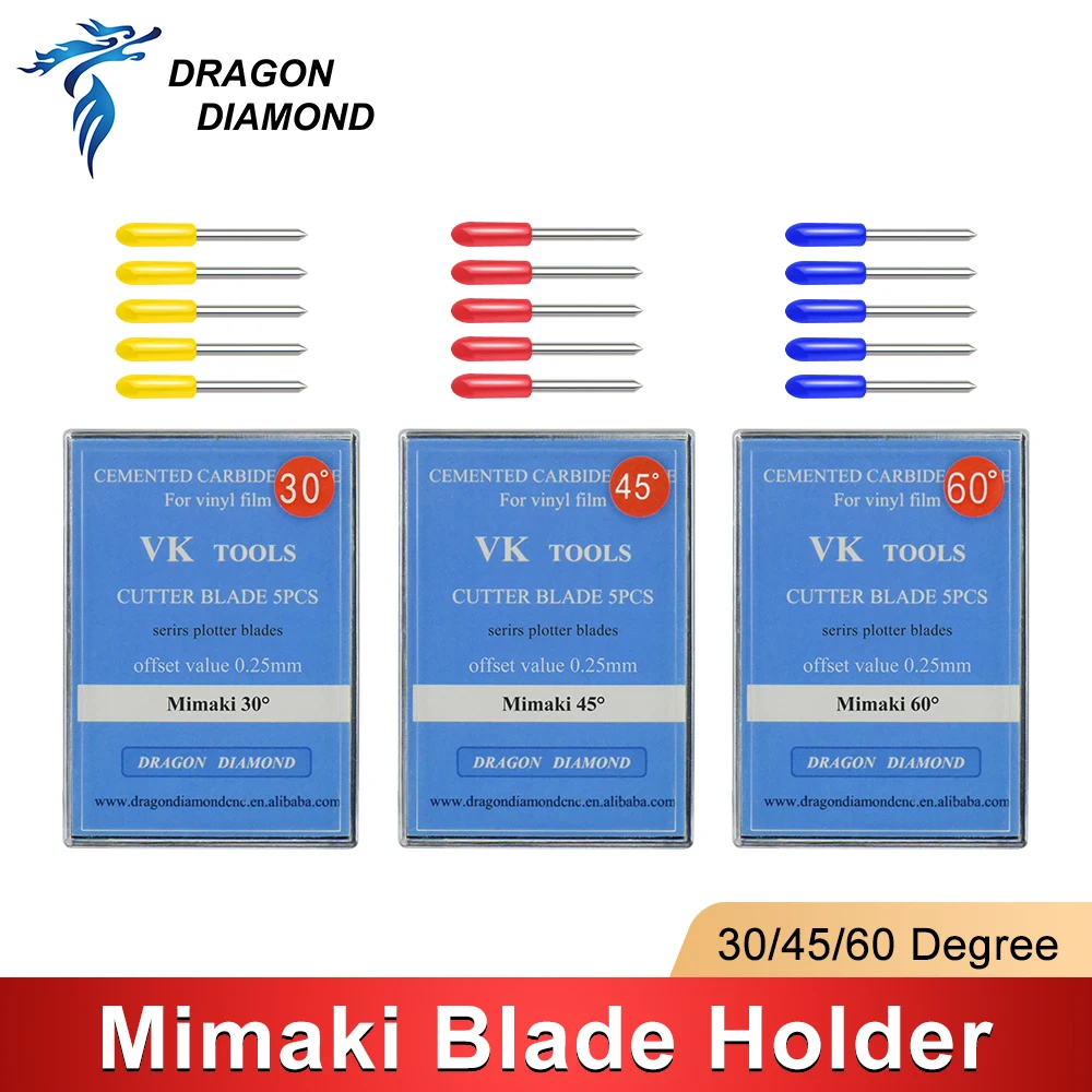 5Pcs 30/45/60 Degree Mimaki Cutting Plotter Blades +1PC Mimaki Vinyl Cutter Blade Holder for CJV30 CJV150 CG-60 CG-130 Cutter