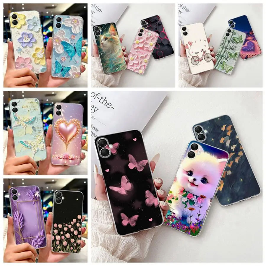 For Samsung A06 Galaxy A05 a05s Fundas Back Cover Soft Silicone TPU Butterfly Flower For SamsungA06 A 05 S SM-A055F Phone Bags