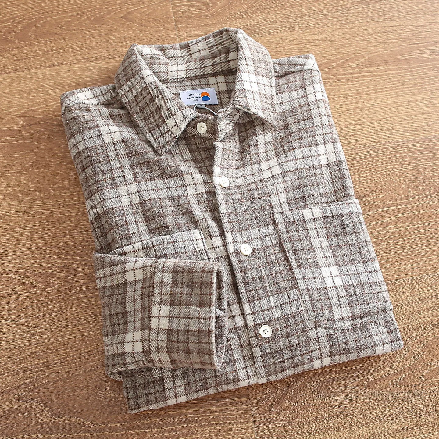 

Men's Loose Fit Woolen irt Long Sve Retro Plaid Double ket Workwear Casual Outerwear Autumn Winter Warm Polyester Blend
