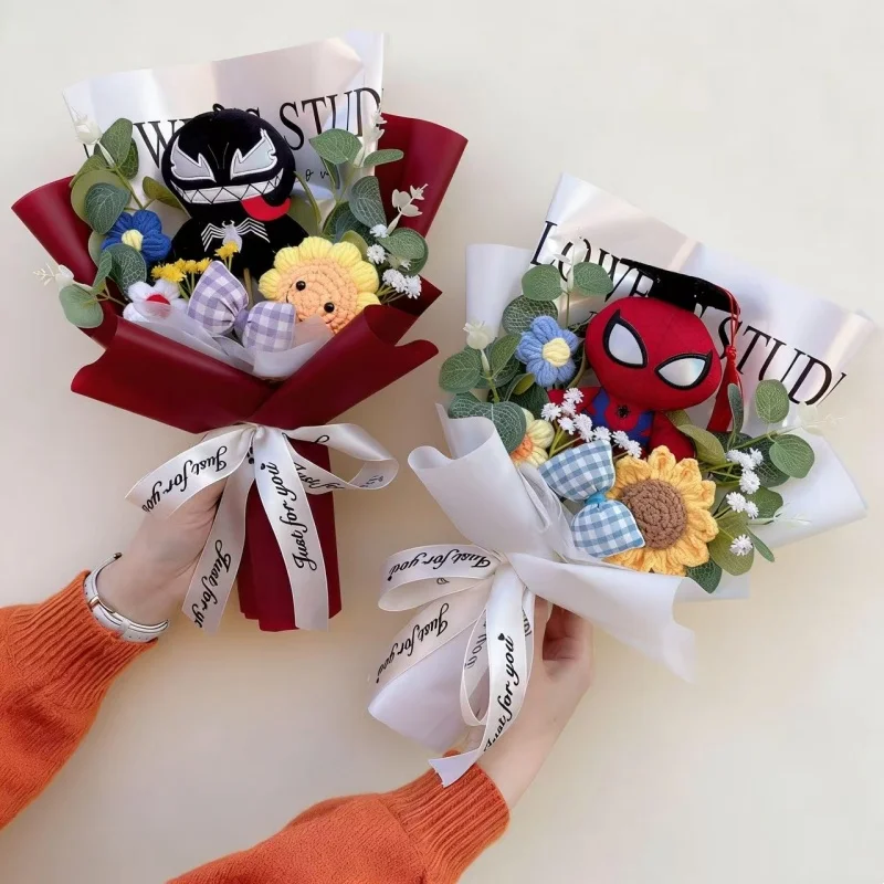 Echte Avengers Spider-Man The Hulk Captain America Iron Man Plüschpuppen, kreative Blumensträuße, Weihnachts- und Geburtstagsgeschenke