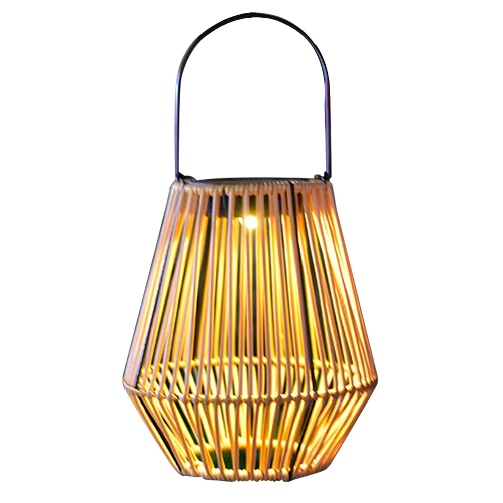 Rattan-Solarlaterne, IP65, wasserdicht, zum Aufhängen/Stehen, solarbetriebenes dekoratives Licht mit Griff für Garten, Terrasse, Innenhof, Rasen