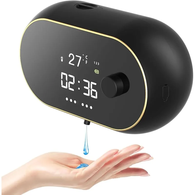 automatic-soap-dispenser-liquid-bathroom-wall-mount-rechargeable-adjustable-smart-electric-plastic-soap-dispenser-with-clock