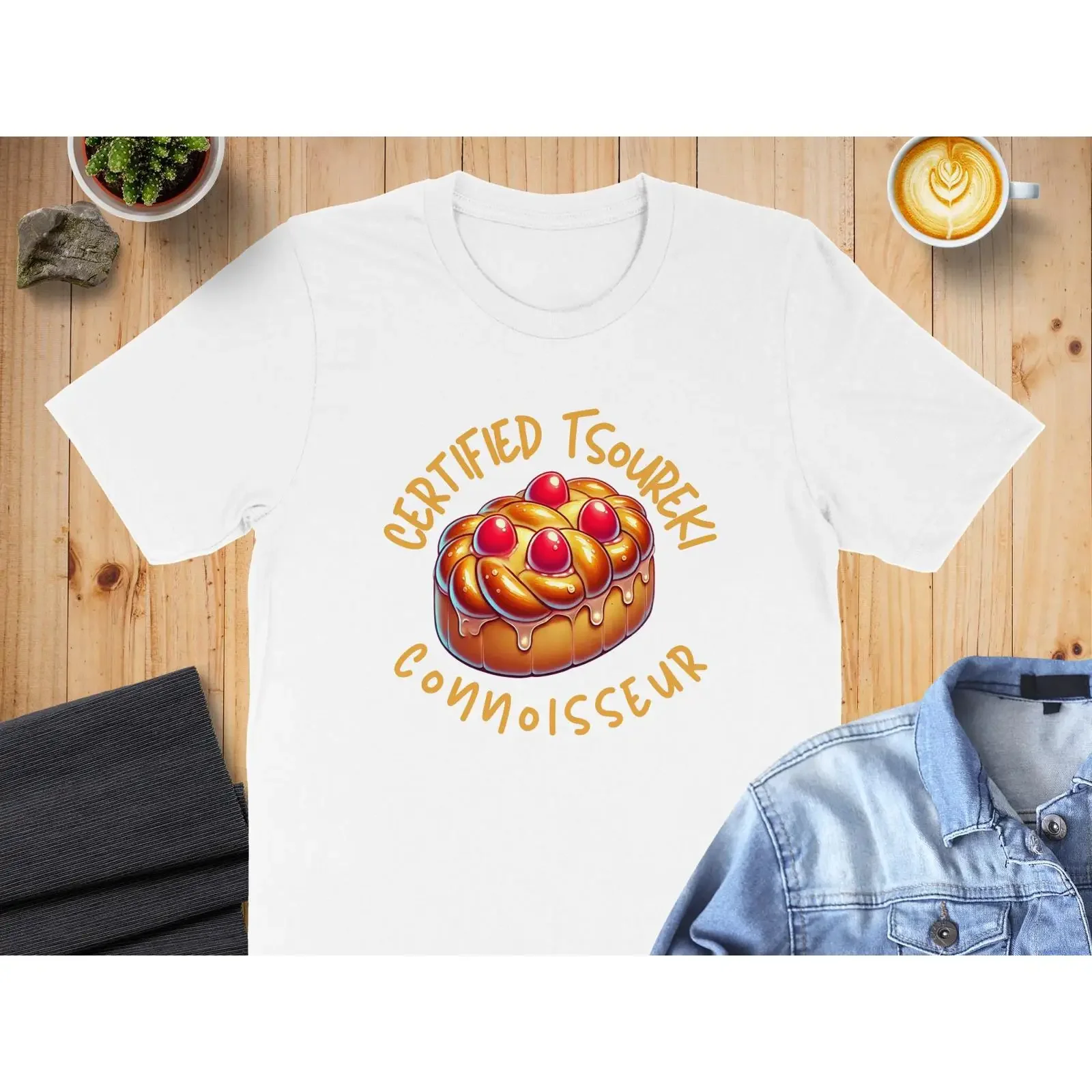 Certified Tsoureki Connoisseur T Shirt Greek Easter Bread Hellenic Heritage Apparel vintage Washed Casual fashion Unisex
