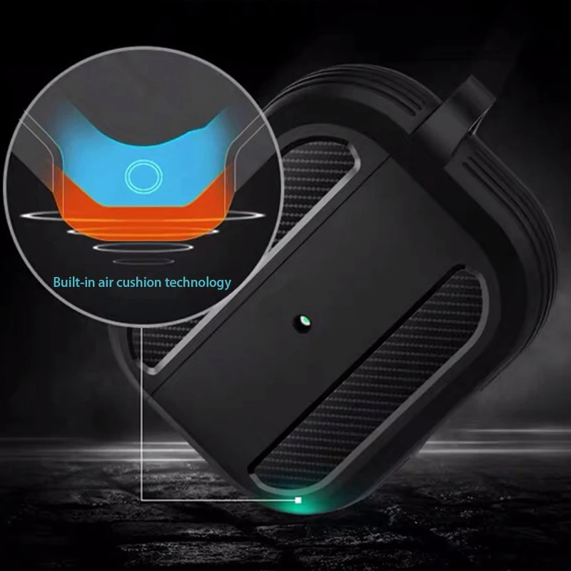 สําหรับ Apple Pro กรณีคาร์บอนไฟเบอร์หูฟังอุปกรณ์เสริมไร้สายบลูทูธพร้อมตะขอ