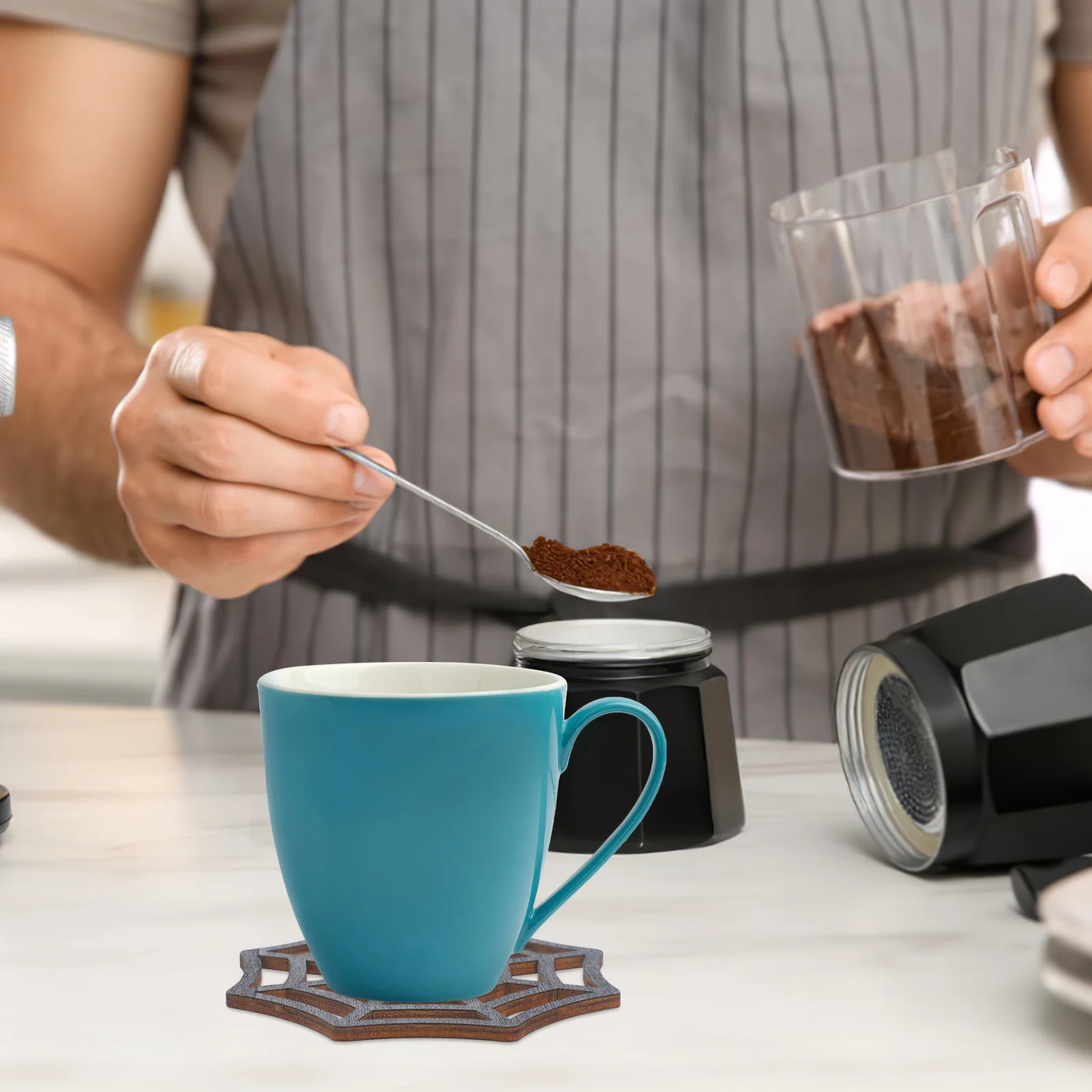 

1Set Halloween Web Coasters Wooden Cup Mats Insulated Protective Coasters for Table Decor Kitchen Bar Hotel Use