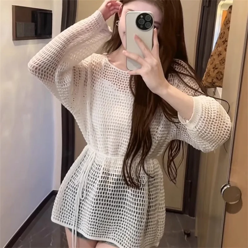 

Модный трикотаж без катышков, высококачественный Ele, новый женский европейский свитер Long Sve round Ne, осенний сезон, регу...