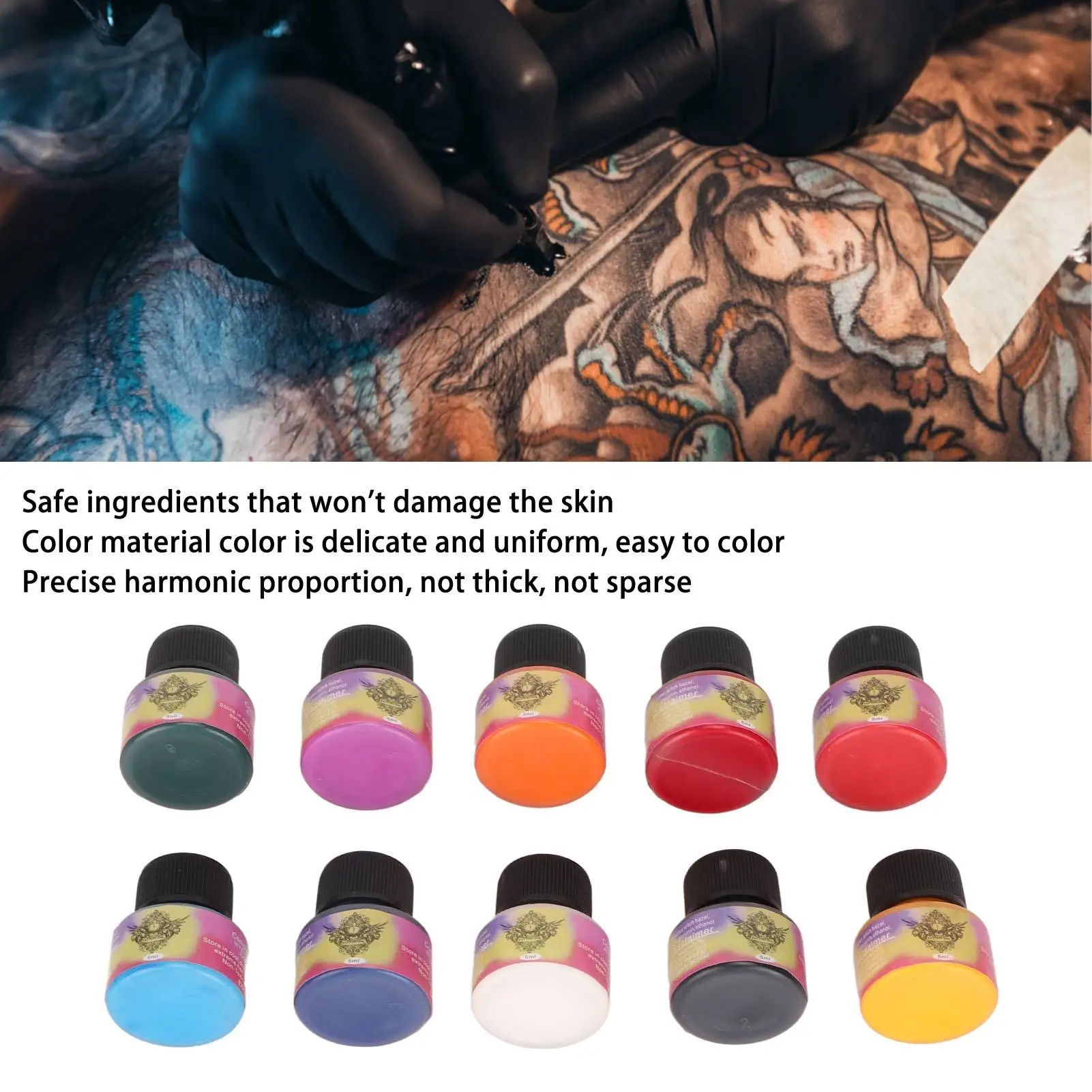 مجموعة حبر الوشم اللامعة لميكرو بليدج 10 ألوان 5 مل تدوم للبشرة طقم صبغات فنية للجسم مكياج دائم #2