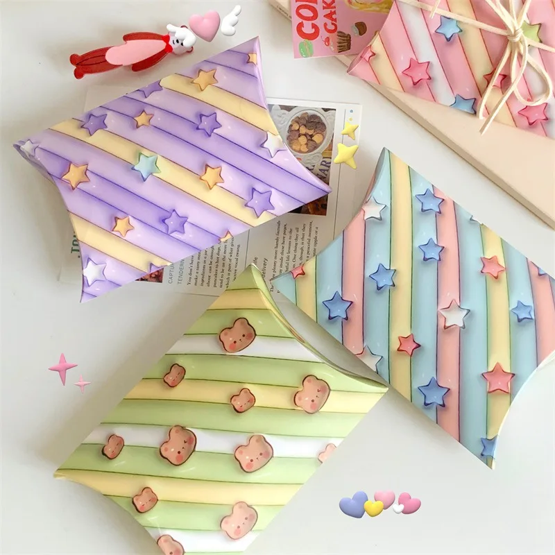 10pcs Cute Candy Paper Box Small Gift Folding Pillow Box Star Gift Box Kids Party Supplies