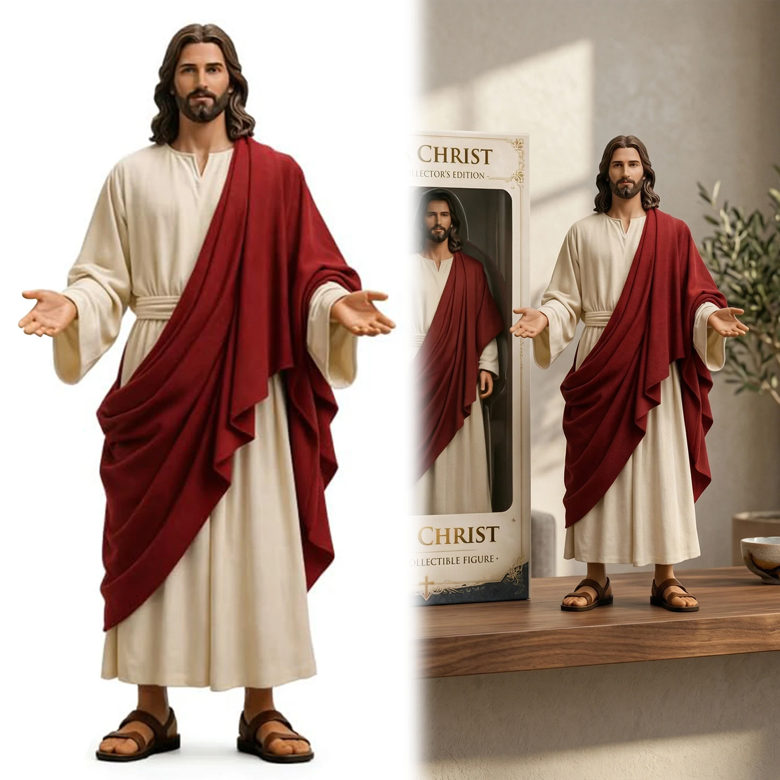Multicolor Jesus Christ Statue 1/6 Scale Figure Hand Painted Jesus Christ Figurine for Home Decor Religious Gifts Collection