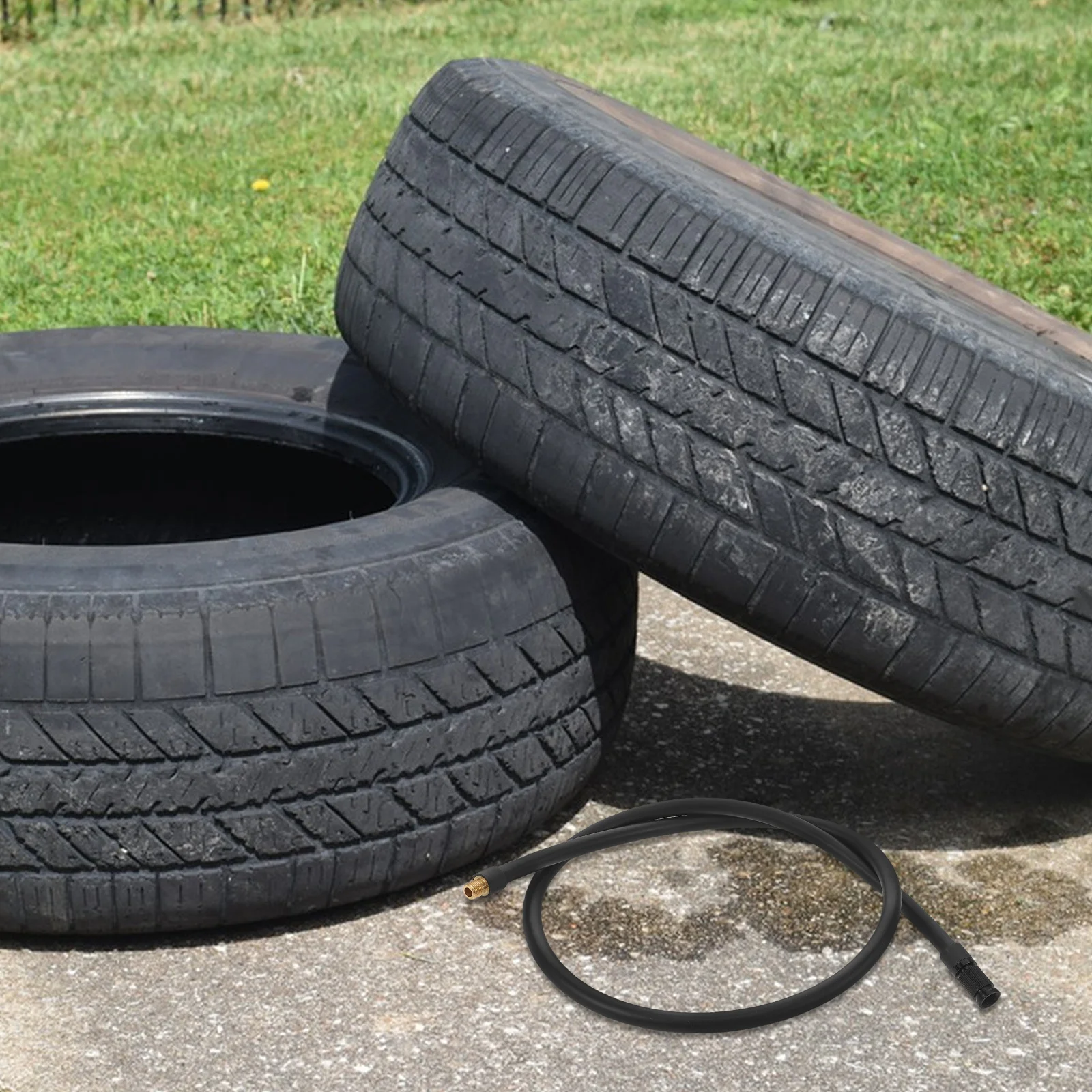 منفاخ لإطارات السيارة خرطوم تمديد 80 سنتيمتر ارتفاع ضغط المطاط الخيوط تصميم لسيارة دراجة نارية مضخة هواء موصل التضخم السريع #3