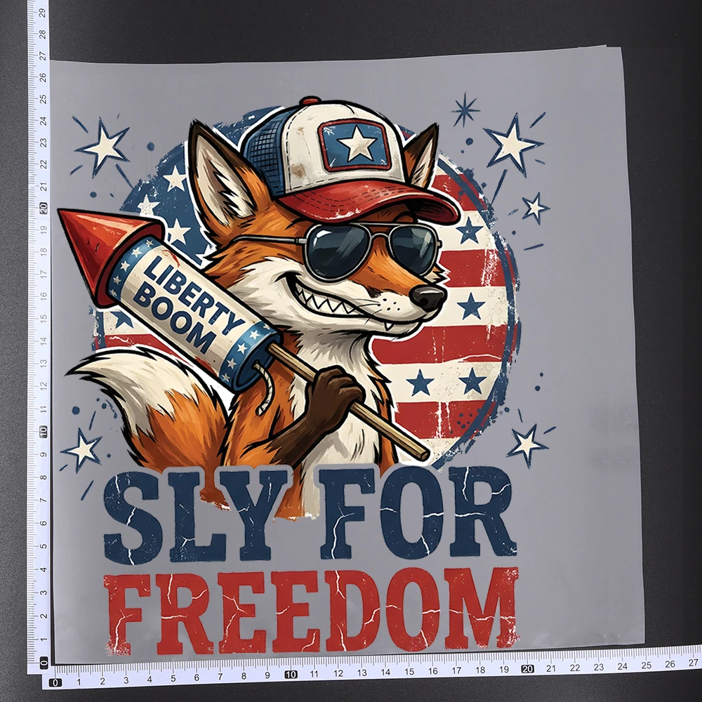 25cm Funny America Animals Eagle Dog Iron On Heat Transfer Sticker DTF Iron On Transfer Patches For Clothes T-shirt Applique