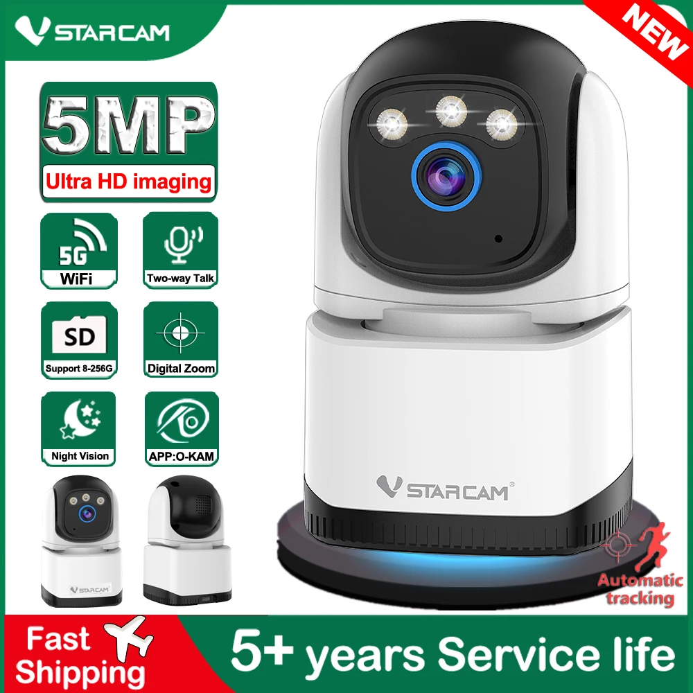 

Vstarcam 5MP HD Indoor Smart 5/2.4GHz Dual-band WiFi IP Camera Security Home CCTV Surveillance Portable Motion Detection Camera