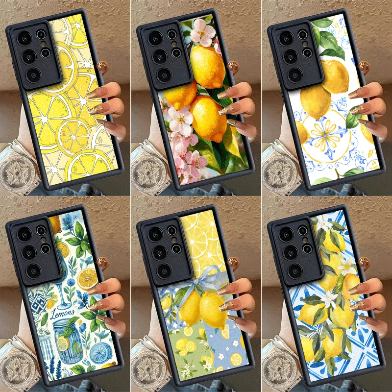 Summer Fruits Lemon Shockproof Phone Case For Samsung Galaxy S23 S24 S25 S26 Ultra S21 FE S20 Plus 5G Silicone Cover
