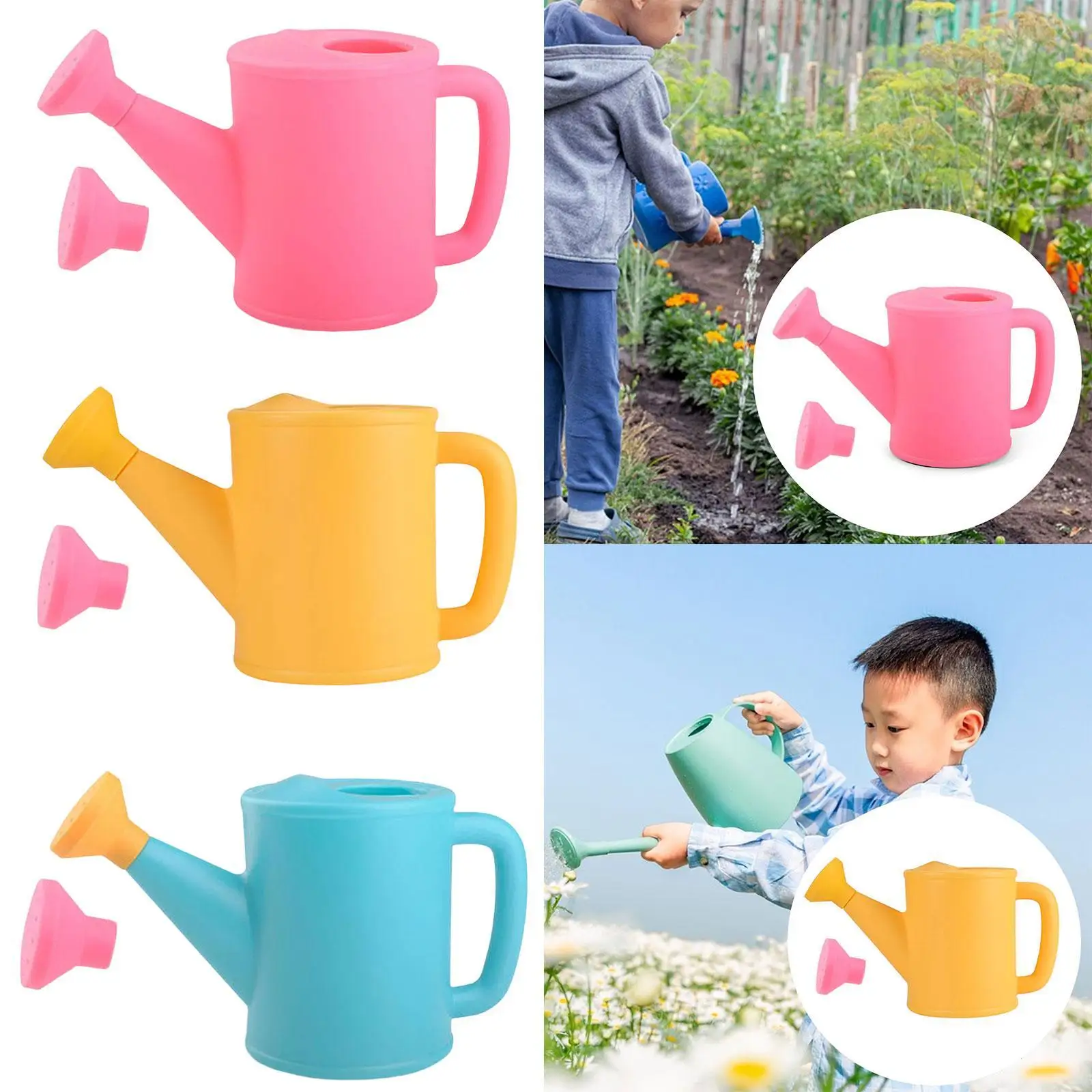 Small Watering Can with Sprinkler Head Removable Nozzle Comfortable Handle 23.7oz for Lawn Boy Girl Farm Kids Houseplants