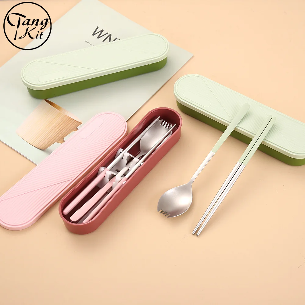 

Portable Cutlery Set with Storage Case Home School Kitchen Dinnerware Korean Style 304 Stainless Steel Tableware Christmas Gift