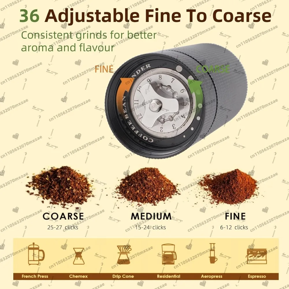 Macinacaffè manuale con bava in acciaio inossidabile, mulino a manovella portatile per caffè espresso, pressa francese, campeggio e uso domestico