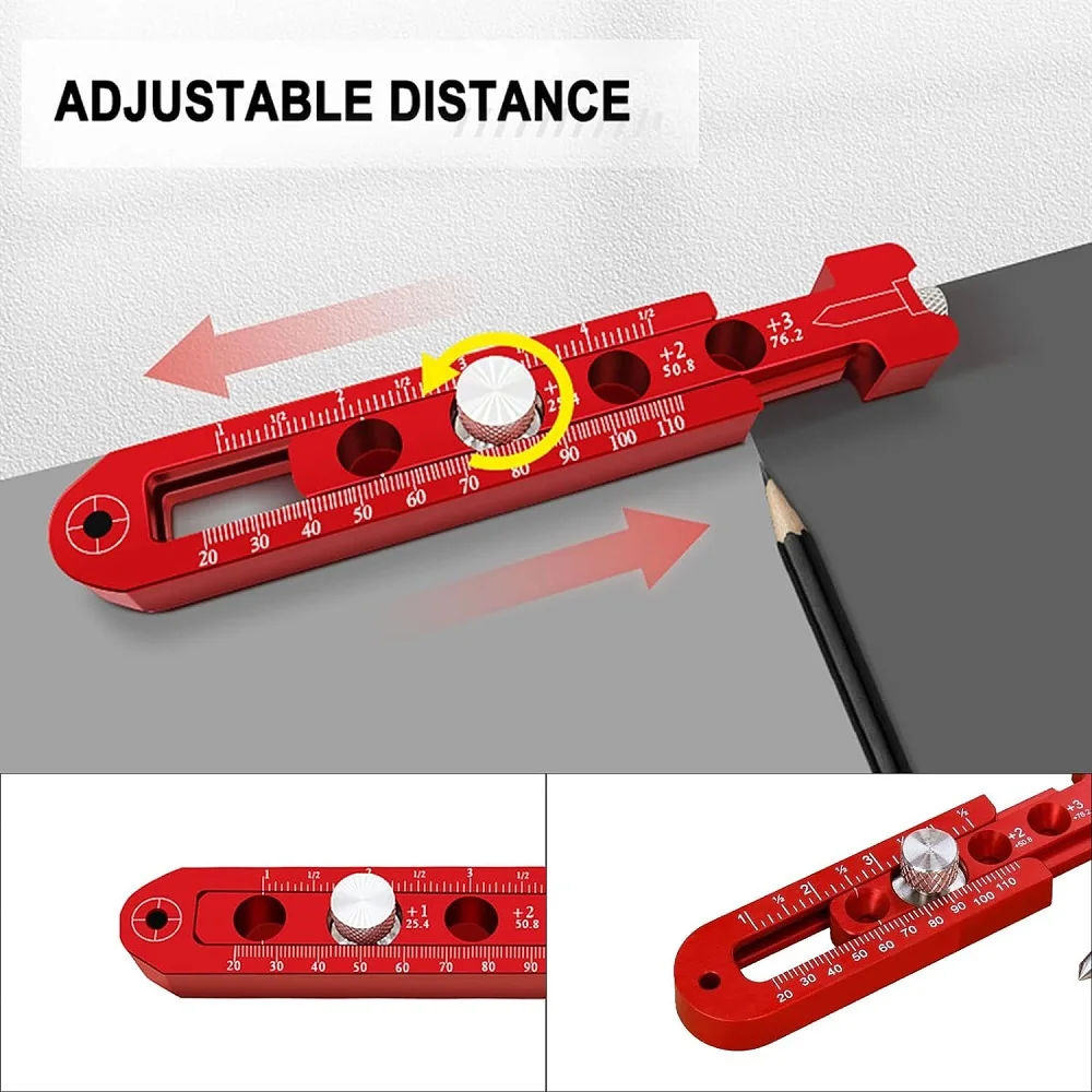 Woodworking Aluminum Alloy Circular Drawing Tool,Fixed-Point Marking Gauge Woodworking Compass Scribe,Metric/British