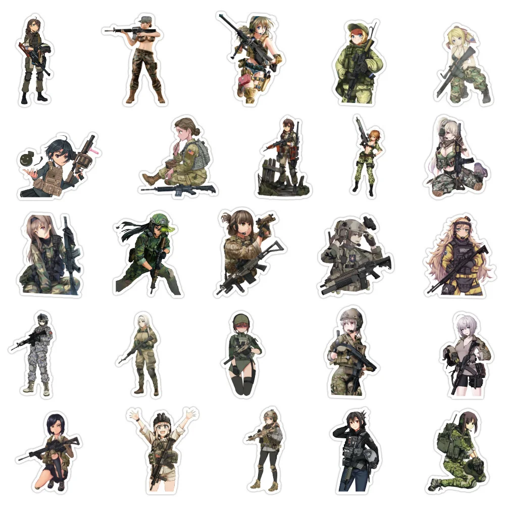 10/30/50PCS Cartoon Anime Camouflage Military Uniform iPad Graffiti Sticker Bike Skateboard Car Helmet Laptop Computer Wholesale