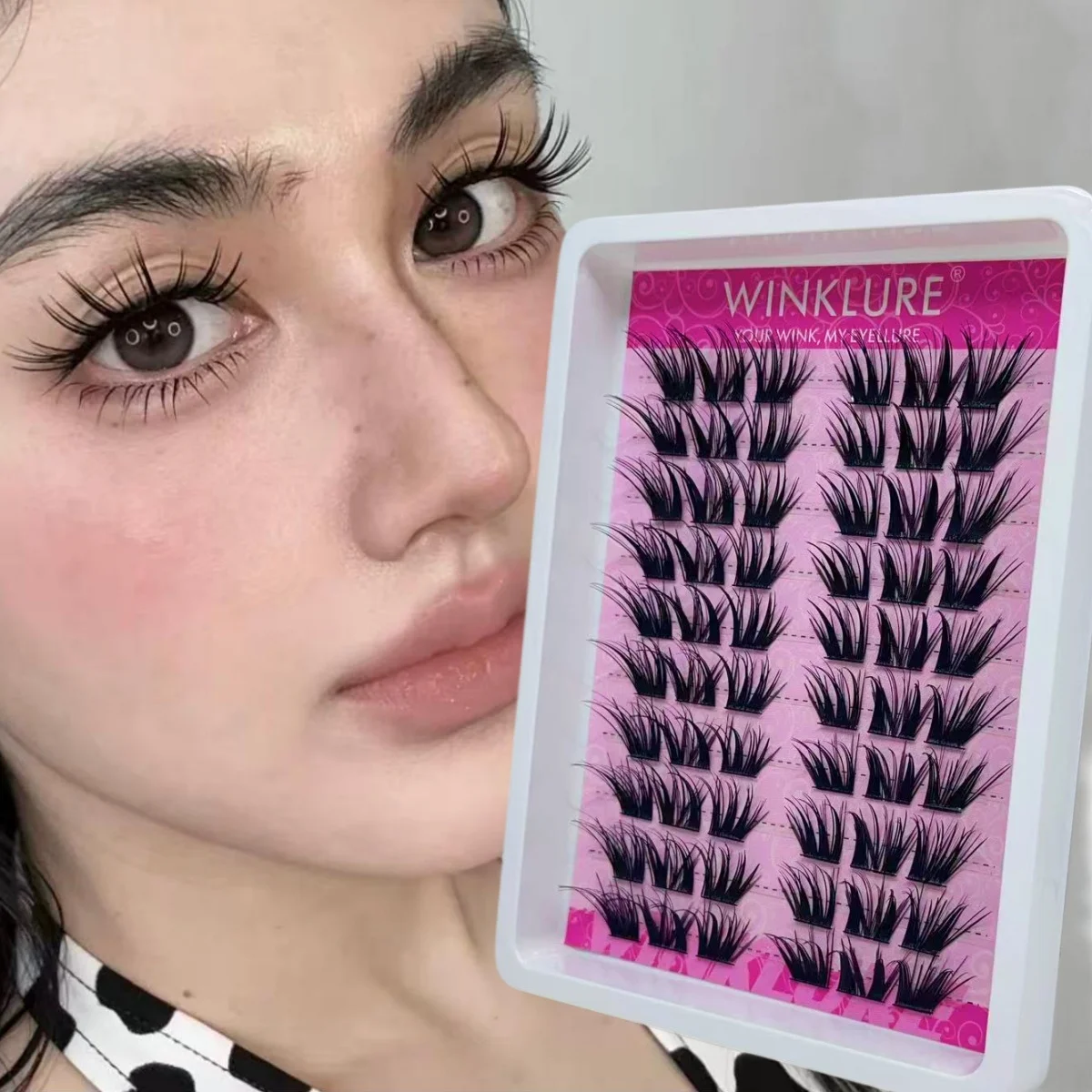 WINKLURE 10 Reihen D-Curl Manga Wimpern-Cluster, Fox Cat Cluster Wimpern, Natürlicher Look, Cosplay Anime-Stil Wimpernverlängerungen, Flauschig – Detail 1