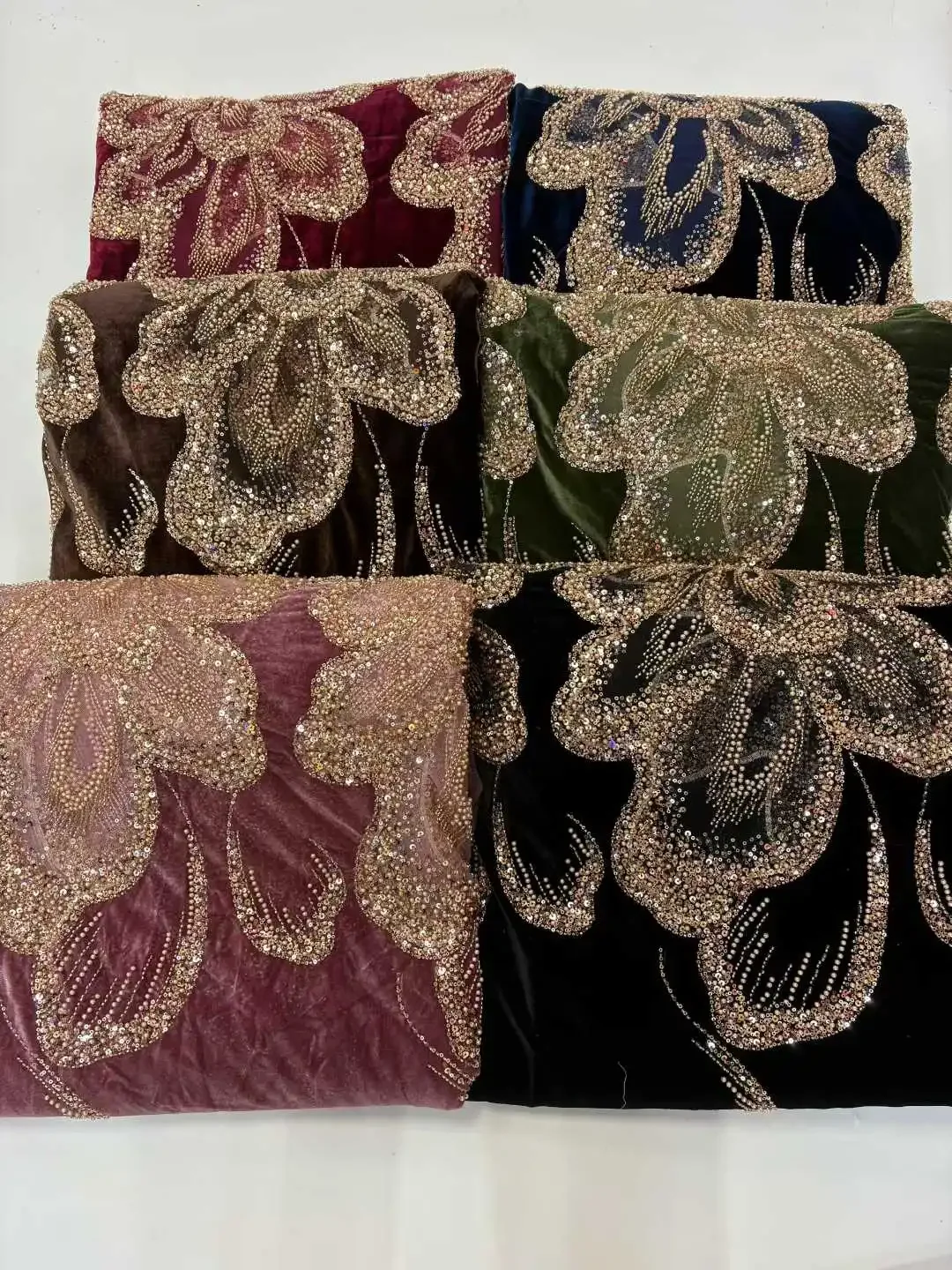 2025 Black African Nigerian Velvet Lace Fabric High Quality Lace Fabric with Stones Beads for Sewing Wedding Party Cloth CC1569