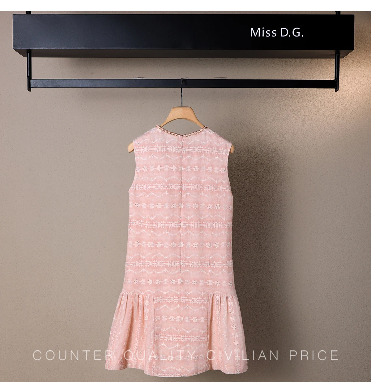 Robe de soirée française élégante, Simple, col ras du cou, sans manches, broderie, taille haute, ligne a, tempérament, robe courte pour femmes