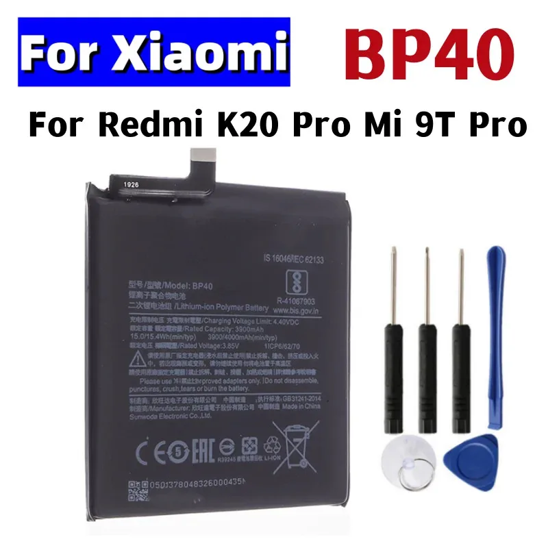 

BP40 Battery 4000mAh For Xiaomi Redmi K20 Pro / Mi 9T Pro BP40 High Quality Phone Replacement Batteries
