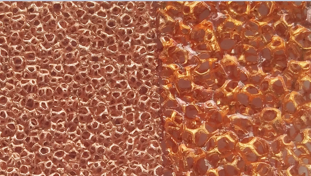 High Porous Cu Copper Foam 99.99% Copper Foam 40 PPI 110 PPI 300mm x 200mm x 2mm Thickness Accept Customization