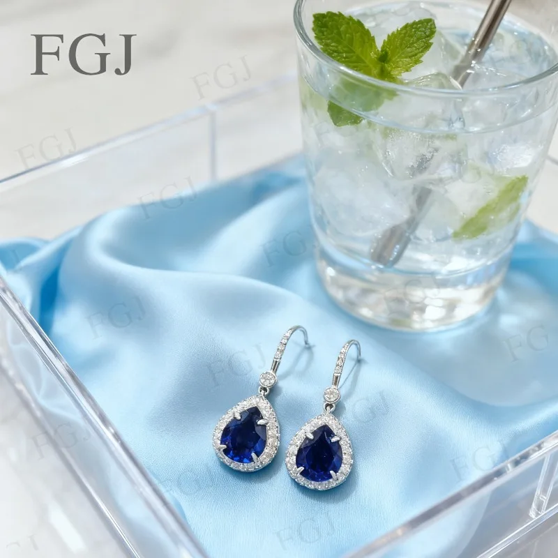 

Серьги по индивидуальному заказу, лабораторный рубин, сапфир, груша Колумбии, 8x10 мм, комплект ободок, серьги-гвоздики, ювелирные украшения для женщин, свадебный рождественский подарок