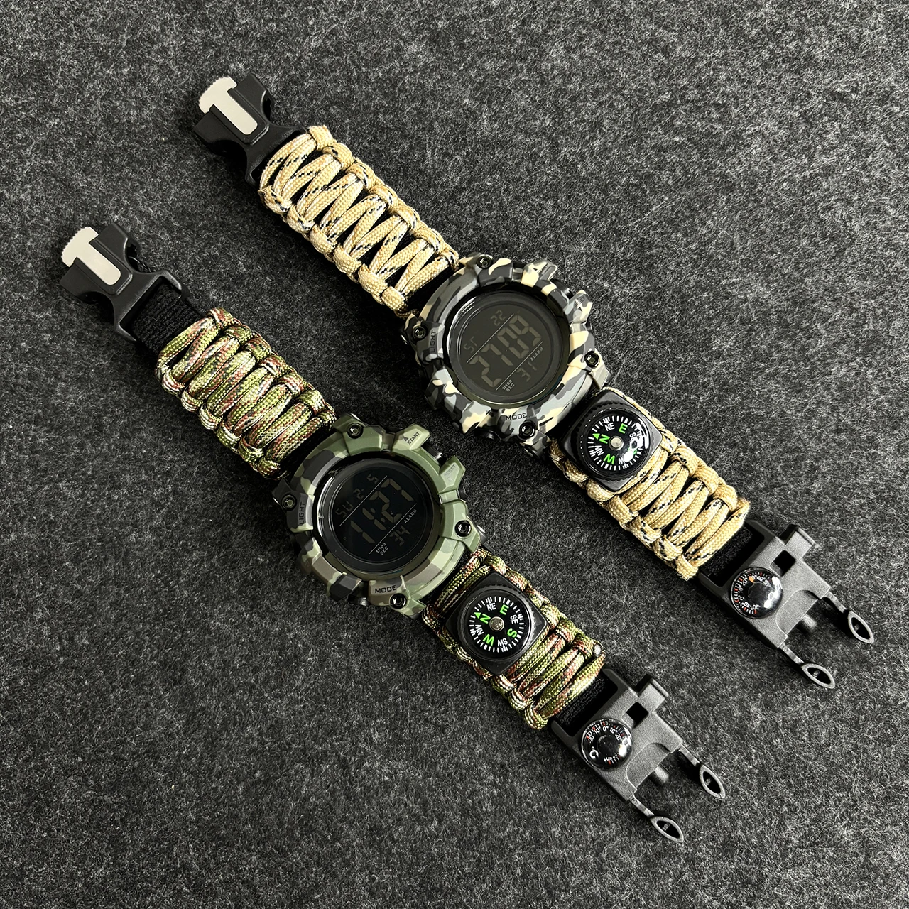 남성용 스포츠 시계, 야외 캠핑 나침반, 온도계, 방수 LED 디지털 시계, 남성용 군용 손목시계