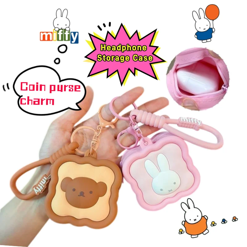 Miffy Rabbit Silicone Coin Purse Pendant High Color Value Cartoon Cute Creative Personalized Headset Storage Protective Cover