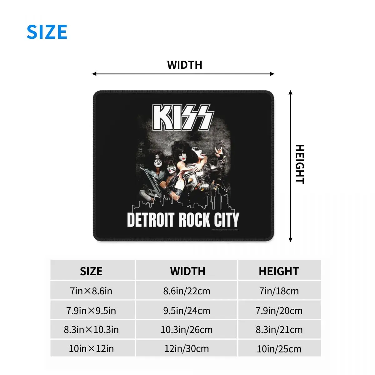 Kiss Band Detroit Rock City Mouse Pad Computer Keyboard Mouse Mat Gaming PC Laptop Desk Mat Office Accessories Table Mats