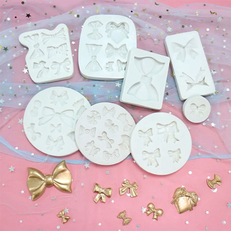 Mini Bow Silicone Fondant Molds Bowknot Fondant Chocolate Candy Molds Bow Sugar Craft DIY Cake Molds for Birthday Party