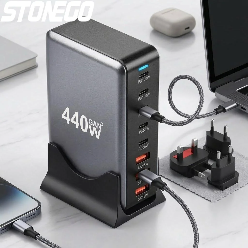 440w-usb-c充電器-8ポート充電ステーション-100wデュアルpd搭載-macbook-pro-air、ipad、iphone-16-15-14-13-pro-max対応