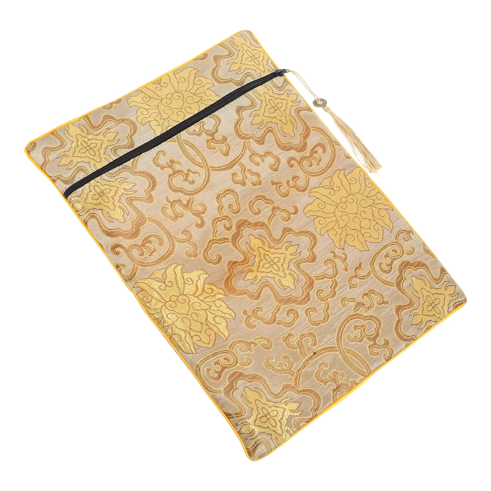 Bolsa de almacenamiento de escritura, bolsa de tela compacta con cremallera para textos religiosos, libros de oración, suministro de templo budista, contenedor de regalo