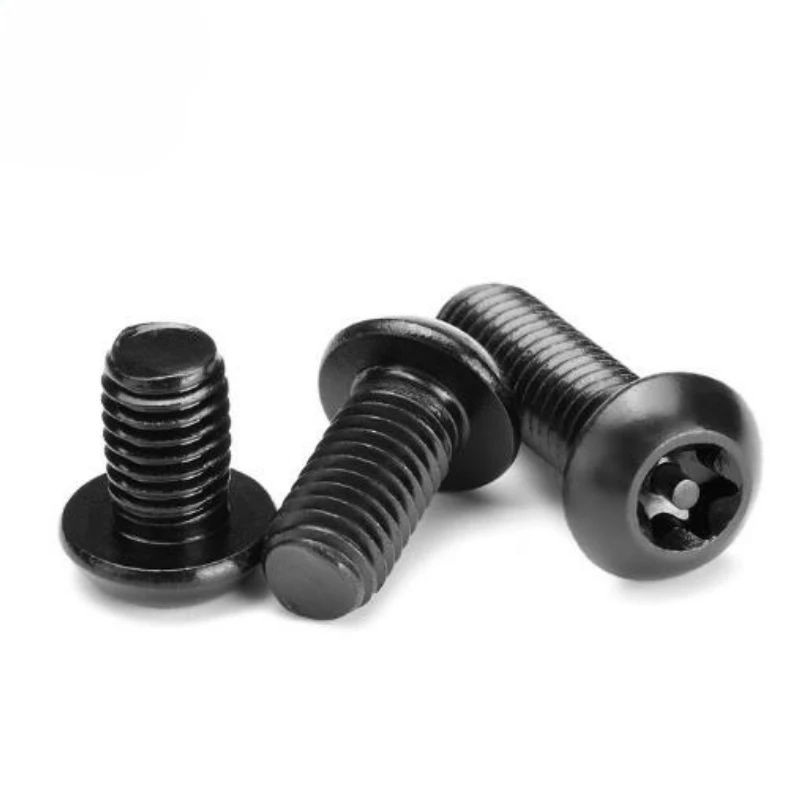 10-100pcs M3 M4 M5 M6 M8 M10 Black 304 Stainless Steel Six Lobe Torx Button Round Head with Pin Anti-theft Security Bolt Screw