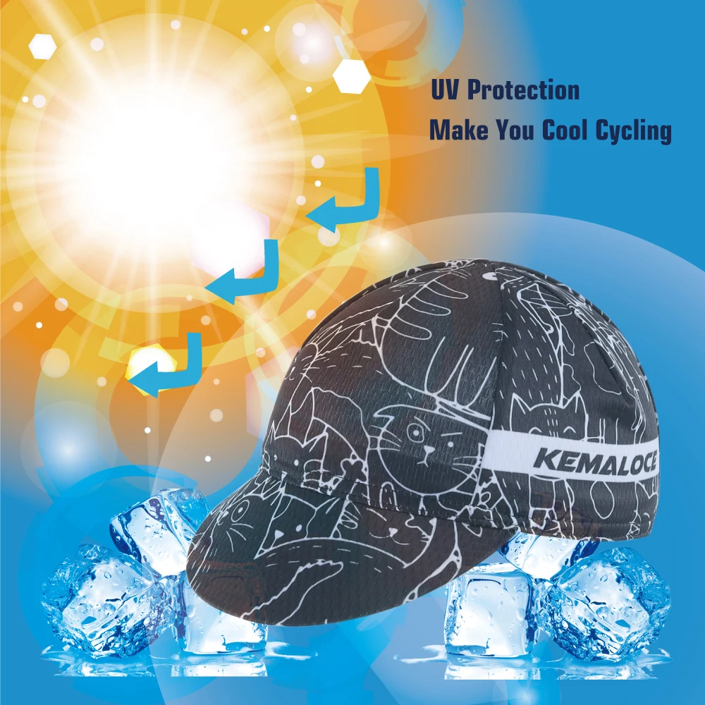 KEMALOCE Cycling Cap Men&Women Under Helmet Summer Elastic Bike Cap Blue/Green/Black Polyester Quick Dry Cycling Pirate Hat