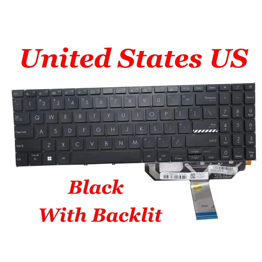 

Клавиатура для ноутбука ASUS Vivobook 16X OLED S3604 S3604VA S3604ZA без рамки США/русская RU с подсветкой