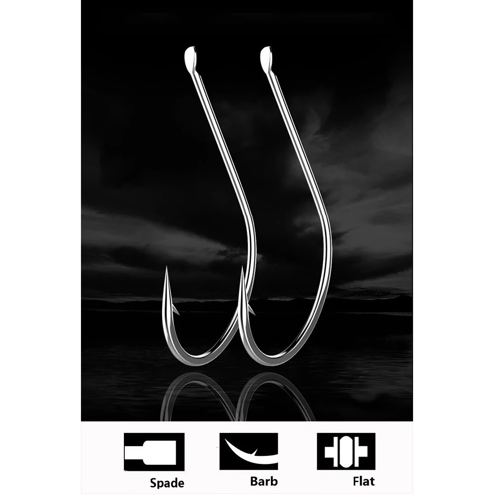 

50pcs High-carbon Steel Hook 1#-10# Barbed Long-handled Fish Hook For Carp Fishing Tackle