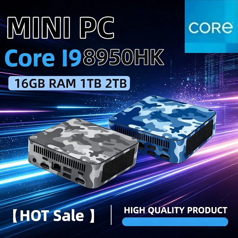 Compact New MINI PC Core i9 8950HK 16GB RAM 1TB 2TB SSD WIFI 6 BT5.2 4K HD Mini Gaming Office Study Pc