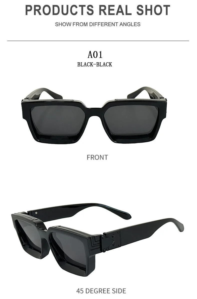 Millionär Quadratische Sonnenbrille Für Männer Retro Sonnenschutz Sonnenbrille Frauen Trendy Und Modische Vintage Mode Gläser Zonnebril – Detail 18