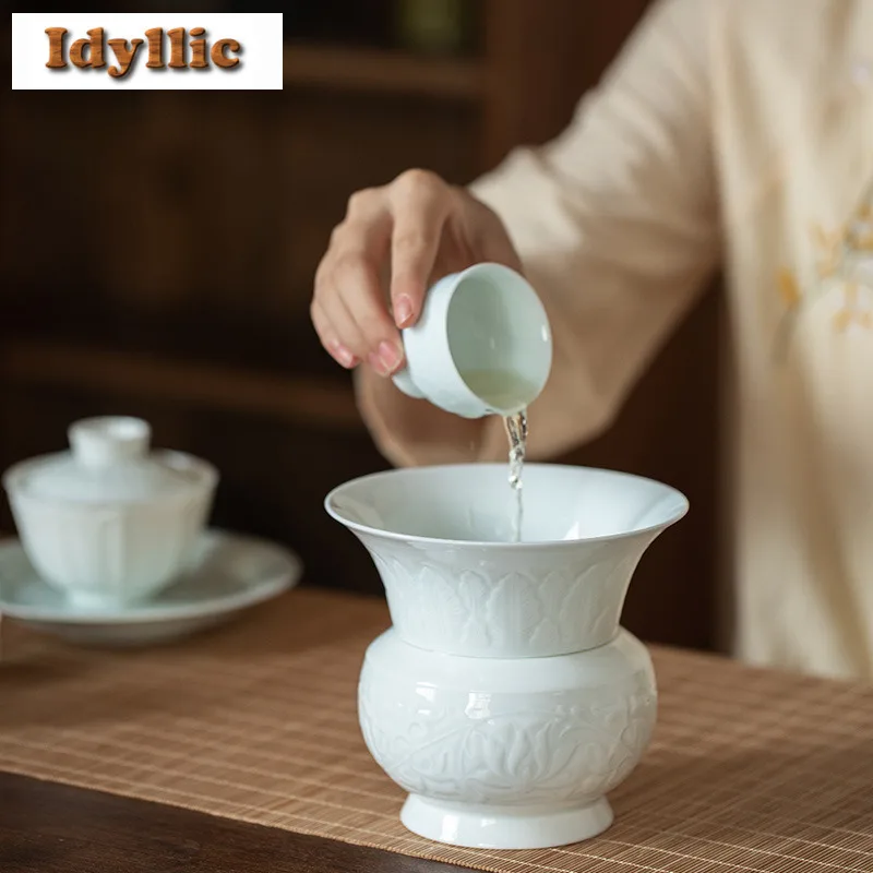 

400 мл рельефное разделение ручной работы Jianshui, чайный умывальник, цилиндр для чая, пылевой цилиндр, бочка для остатков чая, аксессуары Chaxi, ремесло