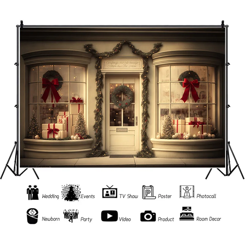 

SHUOZHIKE Christmas Day Indoor Photography Backdrops Living Room Restaurant Exterior Wall Photo Studio Background Props QS-64