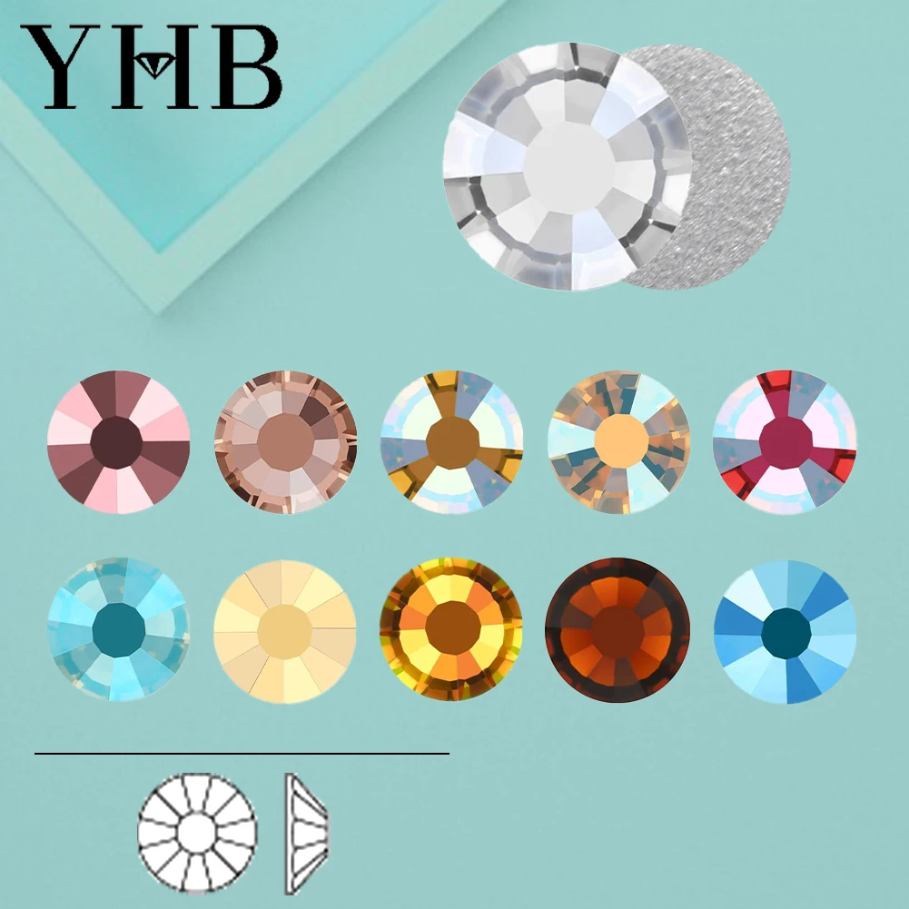 YHB 202~227 Crystal Electroplating Cold Fixation FlatBack NonHotfix Rhinestone For Bags Nails Art Fabric Garment Decoration DIY