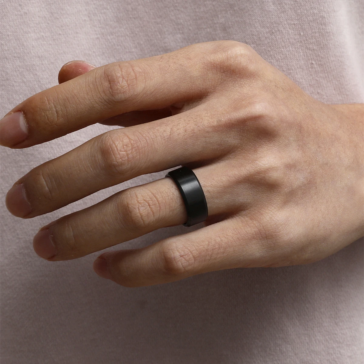 MOREDEAR 8mm Attack on Titan Black Stainless Steel Ring Wings Of Liberty Flag Finger Rings For Men Women Jewelry Anime Fans