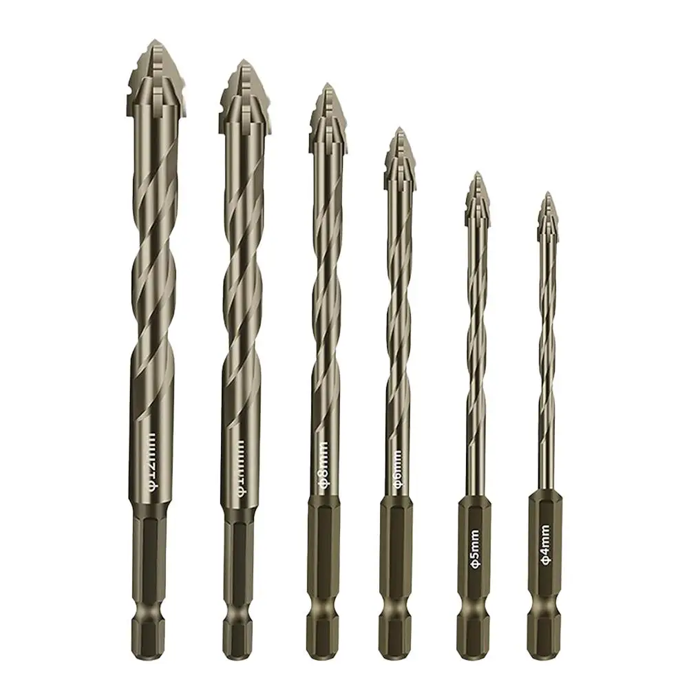 Four-Edged Serrated Eccentric Drill Bit Set High Hardness Hexagonal Simple Installation Multifunction Skewed Head Drill Bit Set