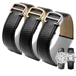 Pulseira de couro Litchi para homens e mulheres, adequada para Cartier Tank, London Solo Series, WST0029, WST0030, 20mm, 22mm, 23mm