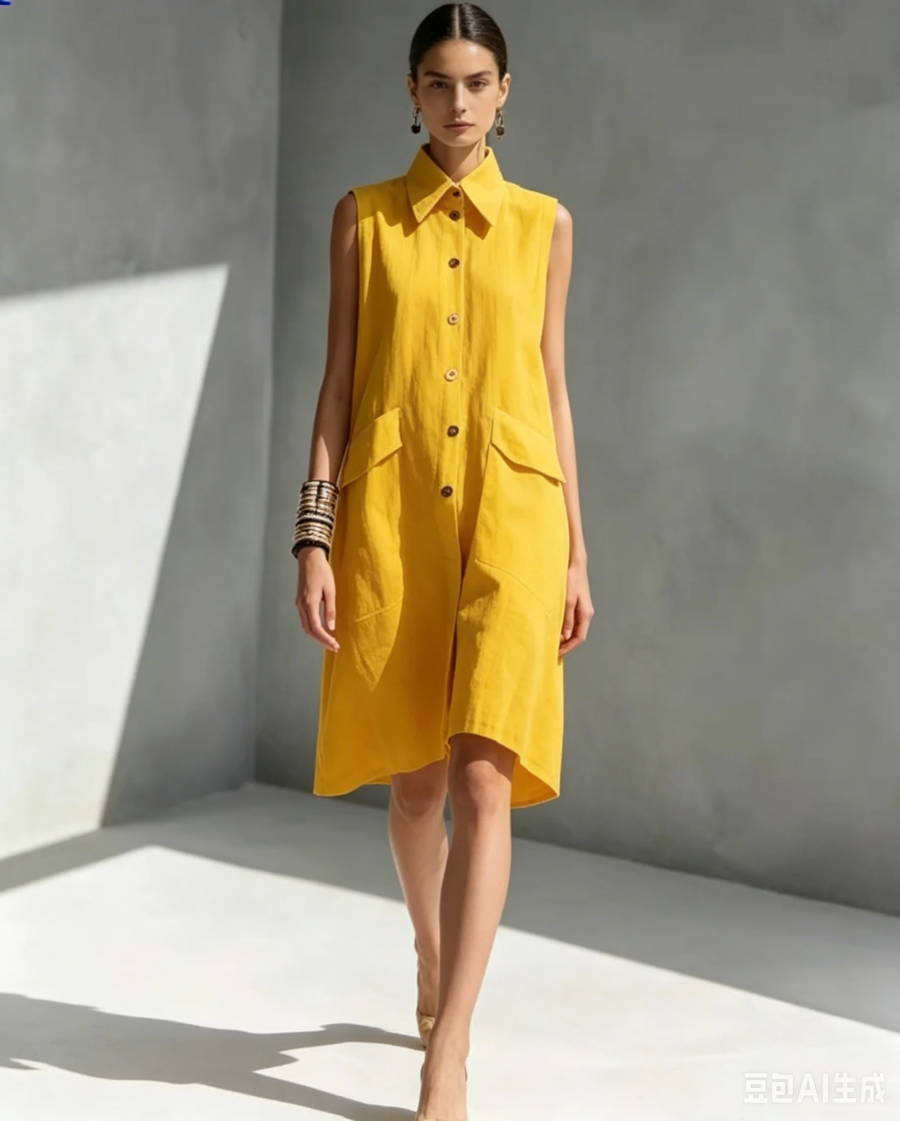 

Women's New Shirt Dress Cotton Linen Sleeveless Loose Lapel Single Breasted Pocket Midi Summer Casual Elegant Vacation For Women