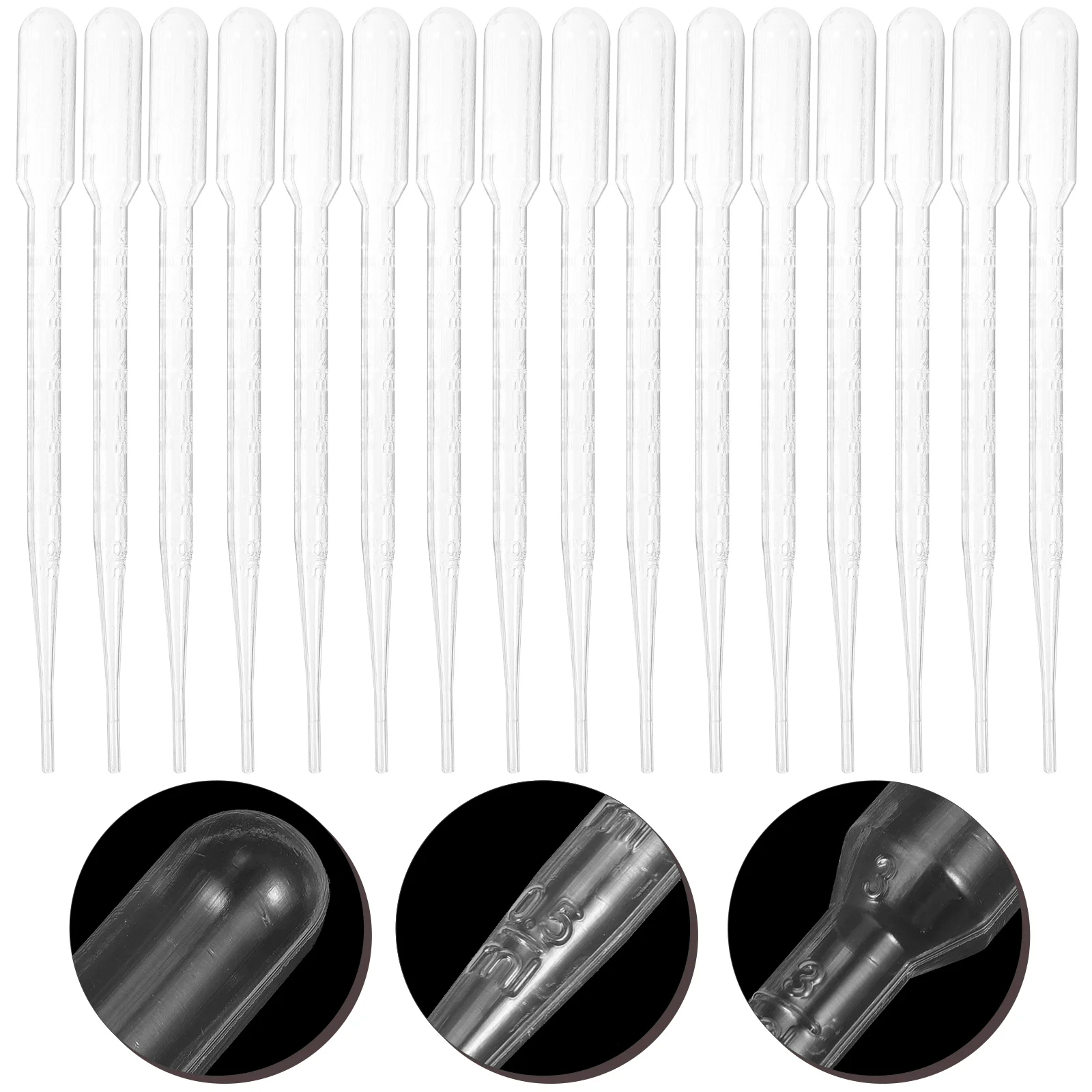 100pcs 3ML Plastic Transfer Pipette Washable Pasteur Pipettes Measuring Pipettors Disposable Dropper for Mixing Acrylic Paints